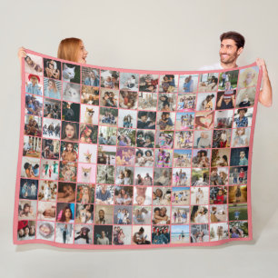 108 Photo Collage Unique Personalized DIY Custom Fleece Blanket