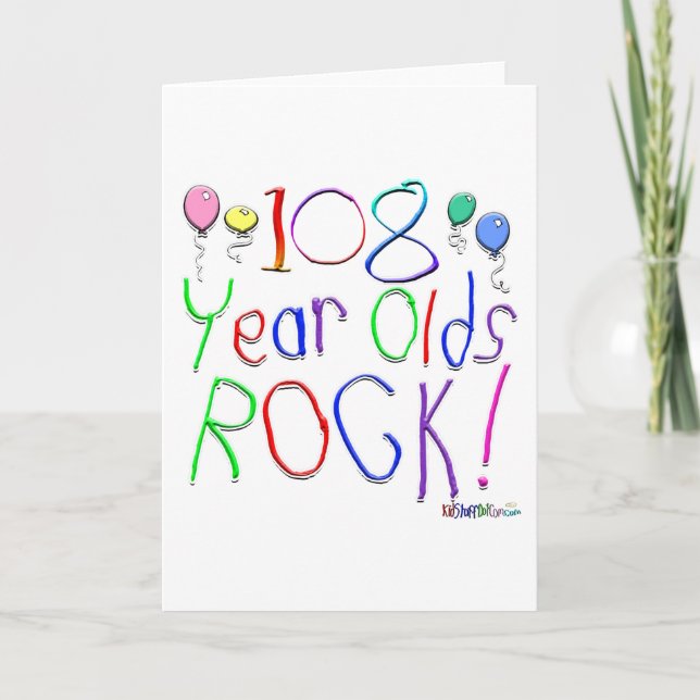 108 Year Olds Rock! Greeting Card (Front)