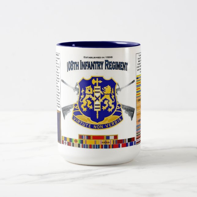 108e régiment d'infanterie 15 oz Mug (Centre)