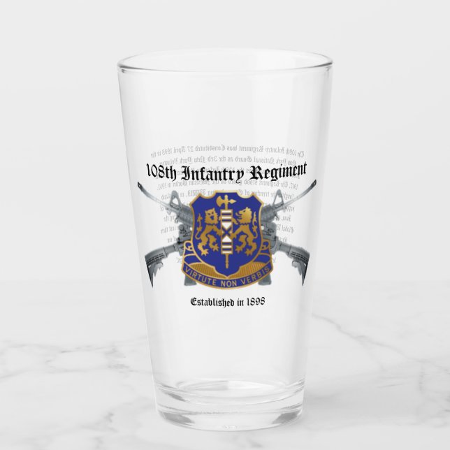 108e régiment d'infanterie Verre de 16 oz (Devant)