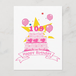 109 Year old Birthday Cake Postcard