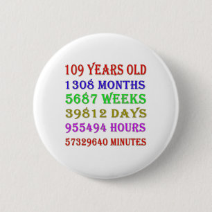 109th  Birthday Milestones 2 Inch Round Button