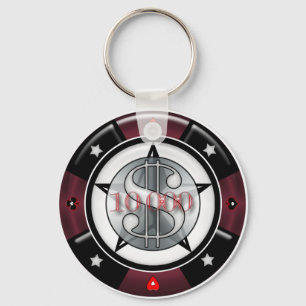 $10,000.00 Gambling Poker Chip Keychain