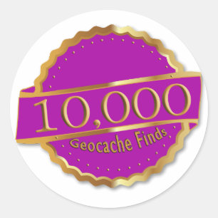 10,000 GEOCACHING FINDS 10K ACHIEVEMENT AWARD CLASSIC ROUND STICKER