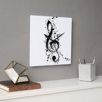 10.75" Square Acrylic Clef Wall Clock