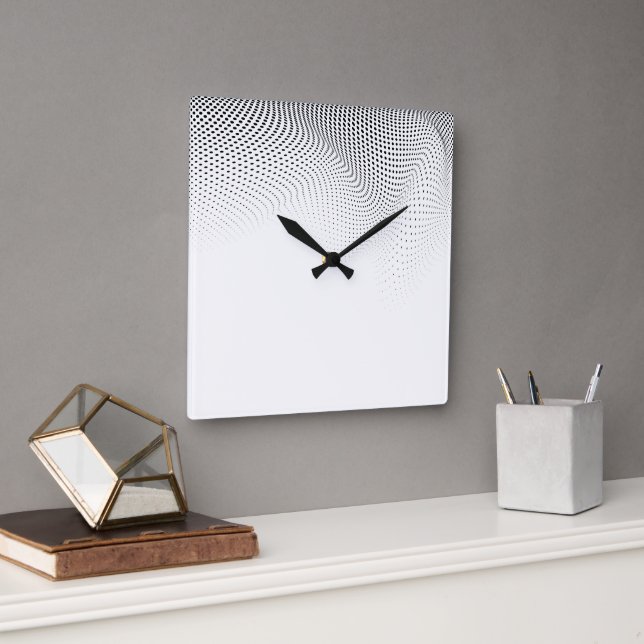 10.75" Wavy Halftone Square Acrylic Wall Clock (Office)