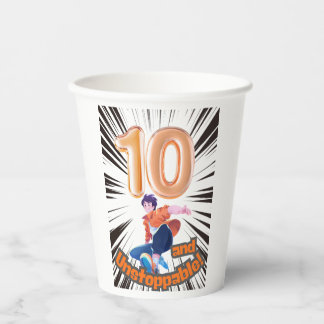 10 and Unstoppable Boys’ Birthday Paper Cups