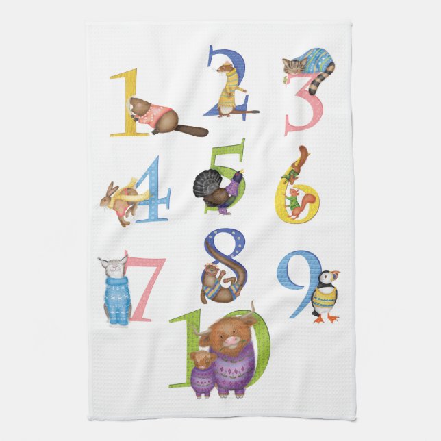 10 animaux écossais cuisine serviette de thé (Vertical)