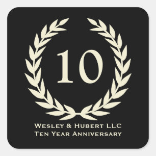 10 ans jalon anniversaire couronnes étiquette noir