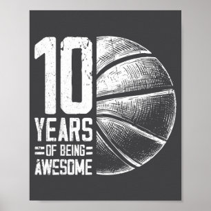 10 Basketball Old 10th Years Basketball Player Poster