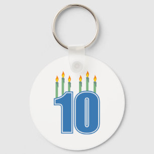 10 Birthday Candles (Blue / Green) Keychain