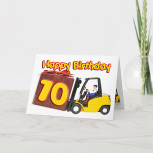 10 birthday card with a fork lift truck
