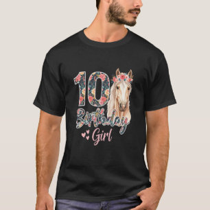 10 Birthday Girl Horse Equestrian Farm Animals Flo T-Shirt