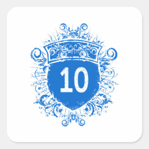 #10 Blue Shield Square Sticker