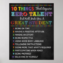 10 Choses à être un grand poster de classe étudian