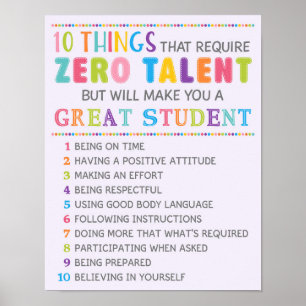 10 Choses à être un grand poster de classe étudian