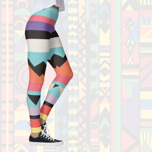 10 colourful stripes and triangles  leggings