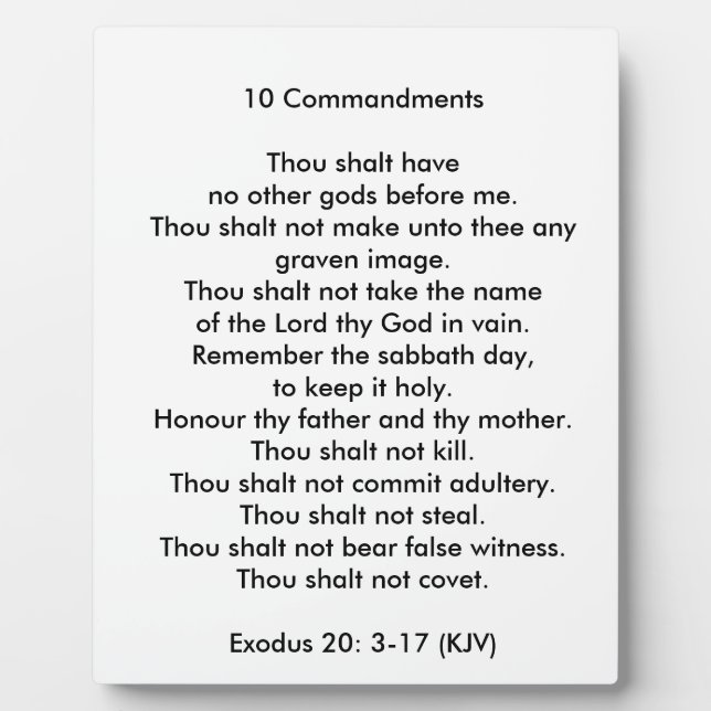10 Commandements 8 x 10 Plaque photo Tabletop (Devant)