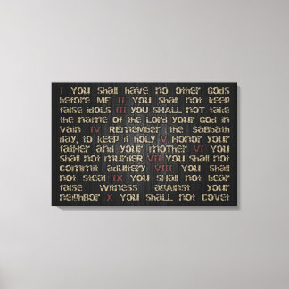 10 commandements sur toile en bois foncé 30" x 20"