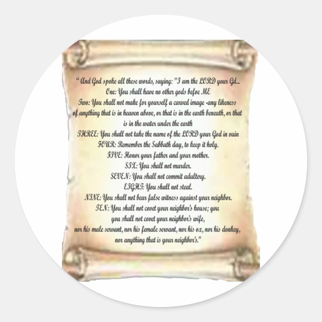 10 commandments classic round sticker (Front)