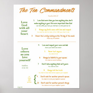 10 Commandments for Kids--Earth Tones Poster