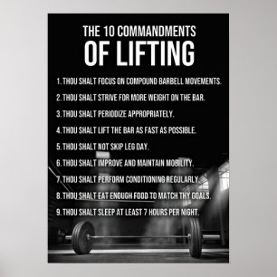 10 Commandments Of Lifting - Gym Motivational Poster