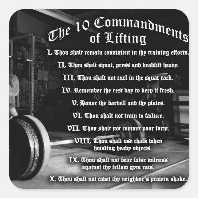 10 Commandments of Lifting Square Sticker (Front)