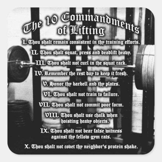 10 Commandments of Lifting Square Sticker (Front)