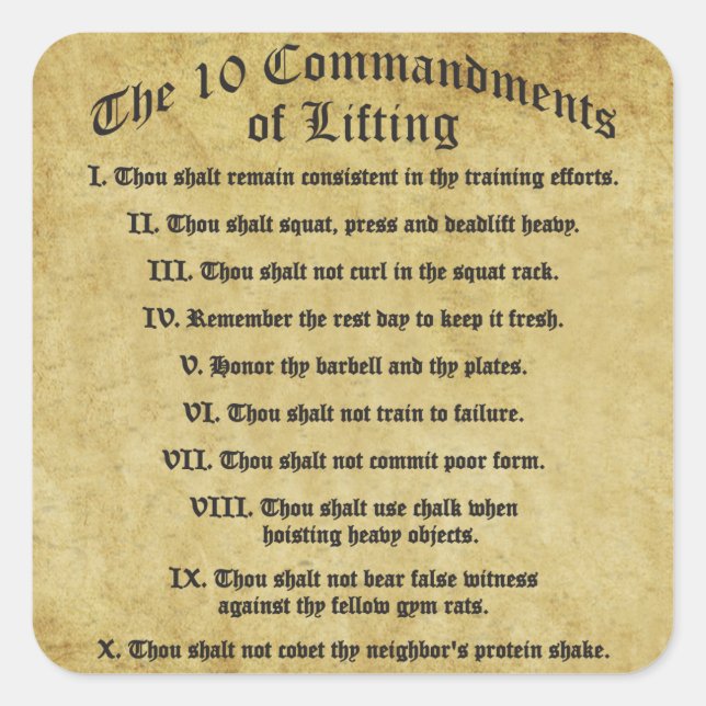 10 Commandments of Lifting Square Sticker (Front)