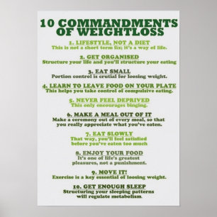 10 Commandments Of Weight Loss - Infographic Poster