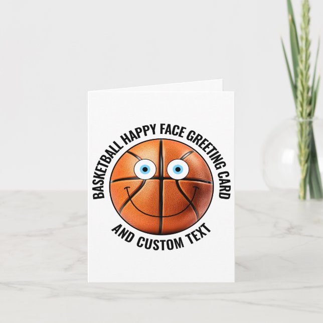 10 Custom Basketball BLUE EYES Happy Face Greeting Card (Front)