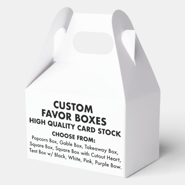 10 Custom Personalized Medium Gable Favour Boxes (Front)