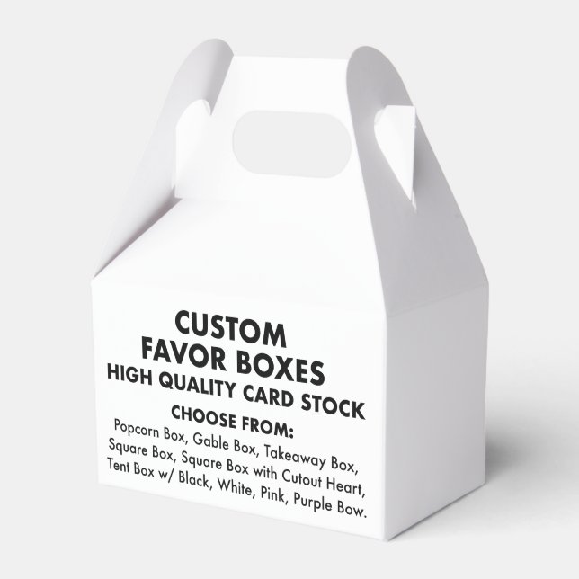 10 Custom Personalized Small Gable Favour Boxes (Front Side)