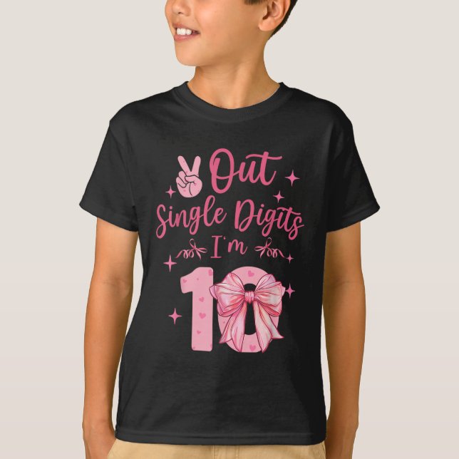 10 Double Digits 10th Birthday Coquette 10 Year Ol T-Shirt (Front)