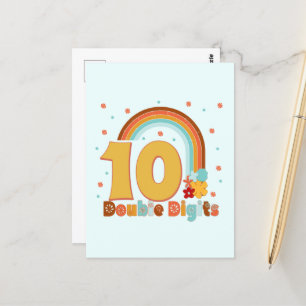 10 Double Digits Birthday Girl Groovy Party  Postcard