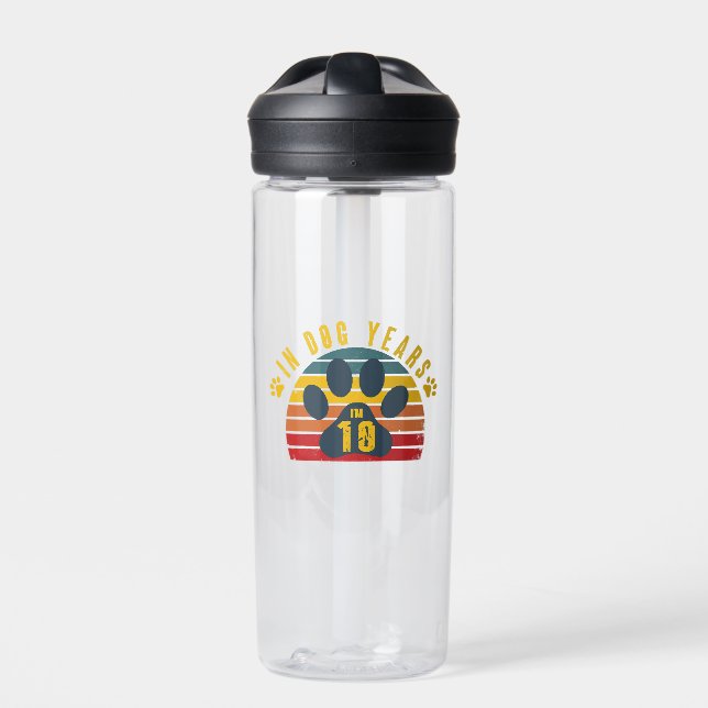 10 In Dog Years Water Bottle (Front)