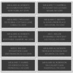 10 Individual Guest Name Address Black<br><div class="desc">NOTE: CHECK STICKER SHEET SIZE FOR LABEL SIZE REQUIRED. SIZE SHOWN IN DROPDOWN BOX IS FOR THE SHEET SIZE NOT THE INDIVIDUAL LABEL SIZE. Make your event setup effortless (and look extra polished) with these 10 Individual Guest Name & Address Black Stickers. Designed for quick, clean labelling, each sticker features...</div>