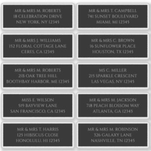 10 Individual Guest Name Address Black
