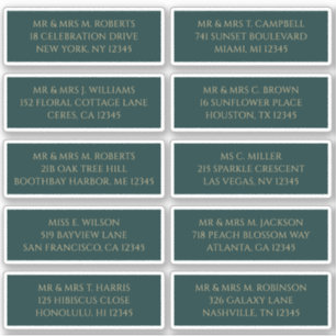 10 Individual Guest Name Address Mystical Green