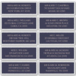 10 Individual Guest Name Address Mystical Navy<br><div class="desc">10 Individual Guest Name Address Mystical Dark Navy Blue Wedding Stickers features 10 stickers with your individual guest name and address on each sticker in peach script on a dark navy blue background. Also perfect for Christmas and Holiday cards, party invitations, thank you cards and office mail outs. Simply edit...</div>