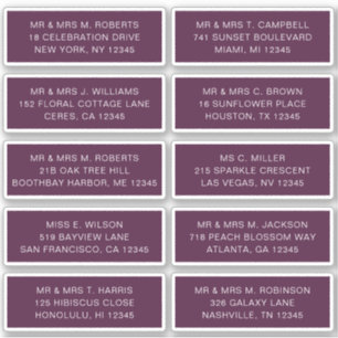 10 Individual Guest Name Address Party Wedding