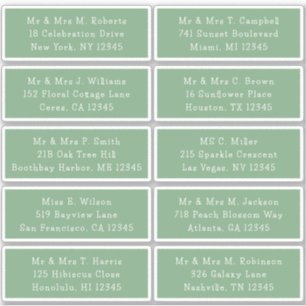 10 Individual Guest Name Address Party Wedding