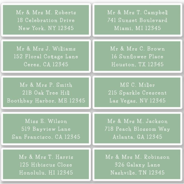 10 Individual Guest Name Address Party Wedding (Front)