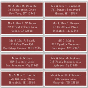 10 Individual Guest Name Address Party Wedding