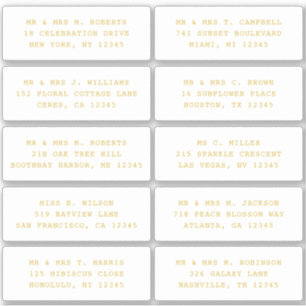 10 Individual Guest Name Address Party Wedding