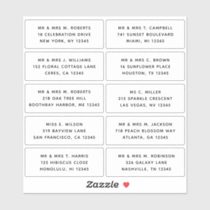 10 Individual Guest Name Address Party Wedding