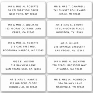 10 Individual Guest Name Address Party Wedding