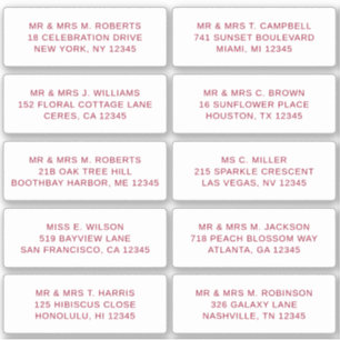 10 Individual Guest Name Address Party Wedding
