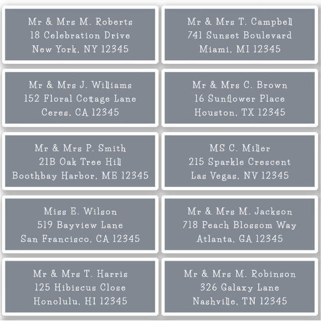 10 Individual Guest Name Address Party Wedding (Front)