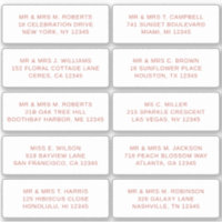 10 Individual Guest Name Address Party Wedding